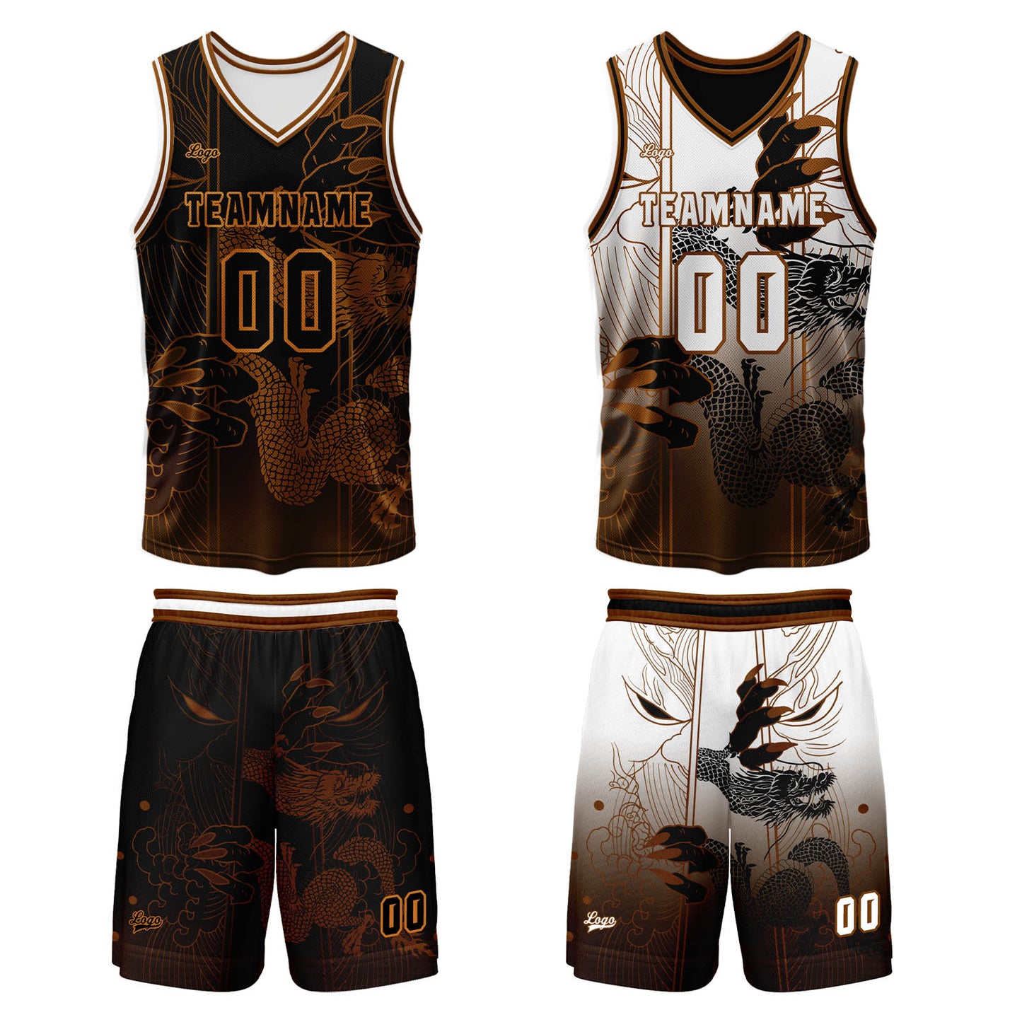 Benutzerdefinierte Braun Reversible Basketball Jersey Personalisierte Print Name Nummer Logo