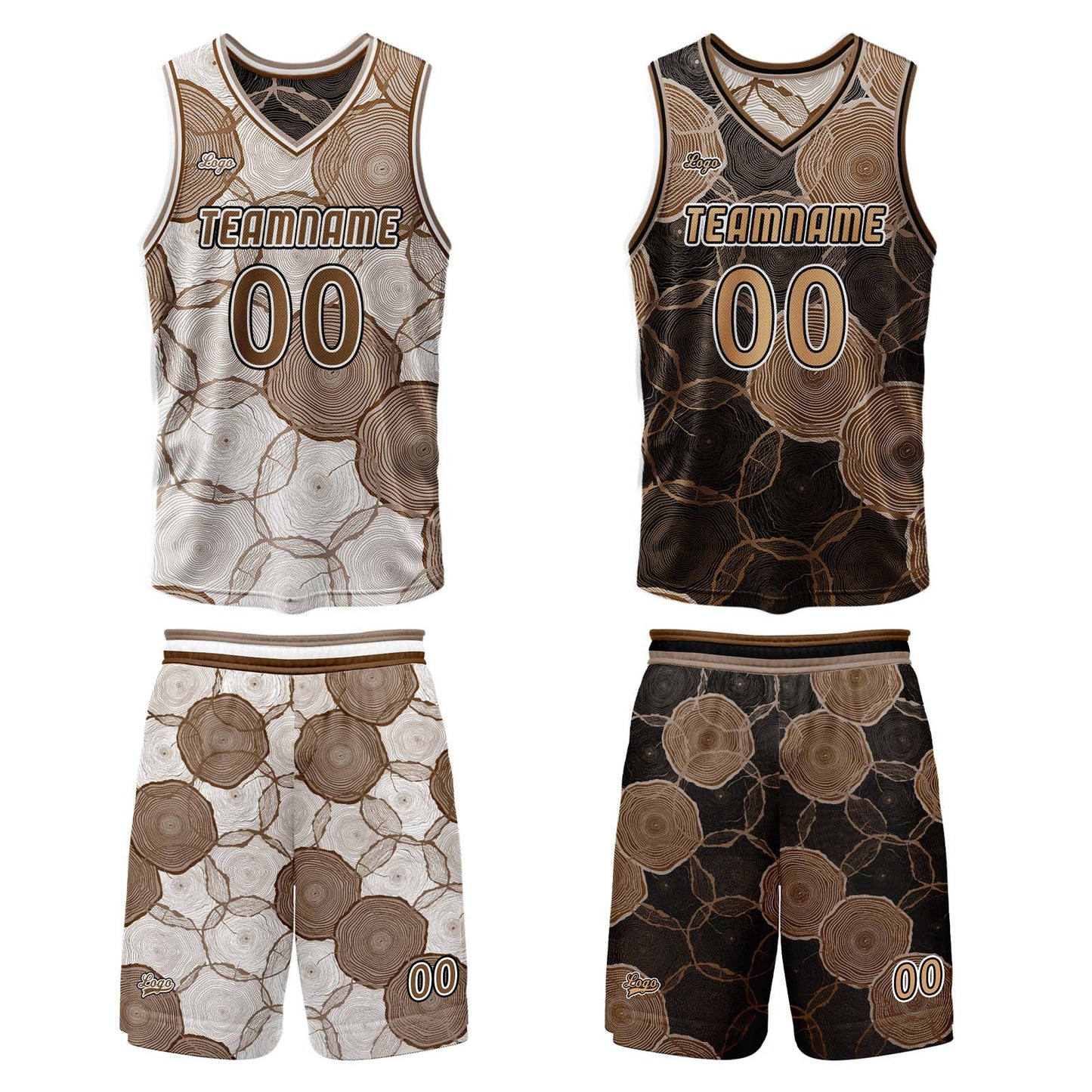 Benutzerdefinierte Braun Reversible Basketball Jersey Personalisierte Print Name Nummer Logo