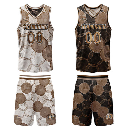 Benutzerdefinierte Braun Reversible Basketball Jersey Personalisierte Print Name Nummer Logo