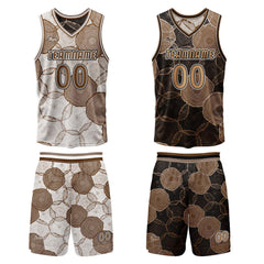 Benutzerdefinierte Braun Reversible Basketball Jersey Personalisierte Print Name Nummer Logo