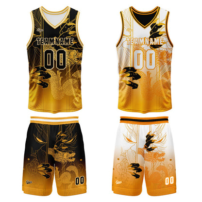 Benutzerdefinierte Orange Reversible Basketball Jersey Personalisierte Print Name Nummer Logo