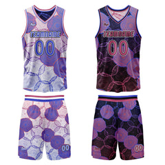 Benutzerdefinierte Blau Lila Reversible Basketball Jersey Personalisierte Print Name Nummer Logo