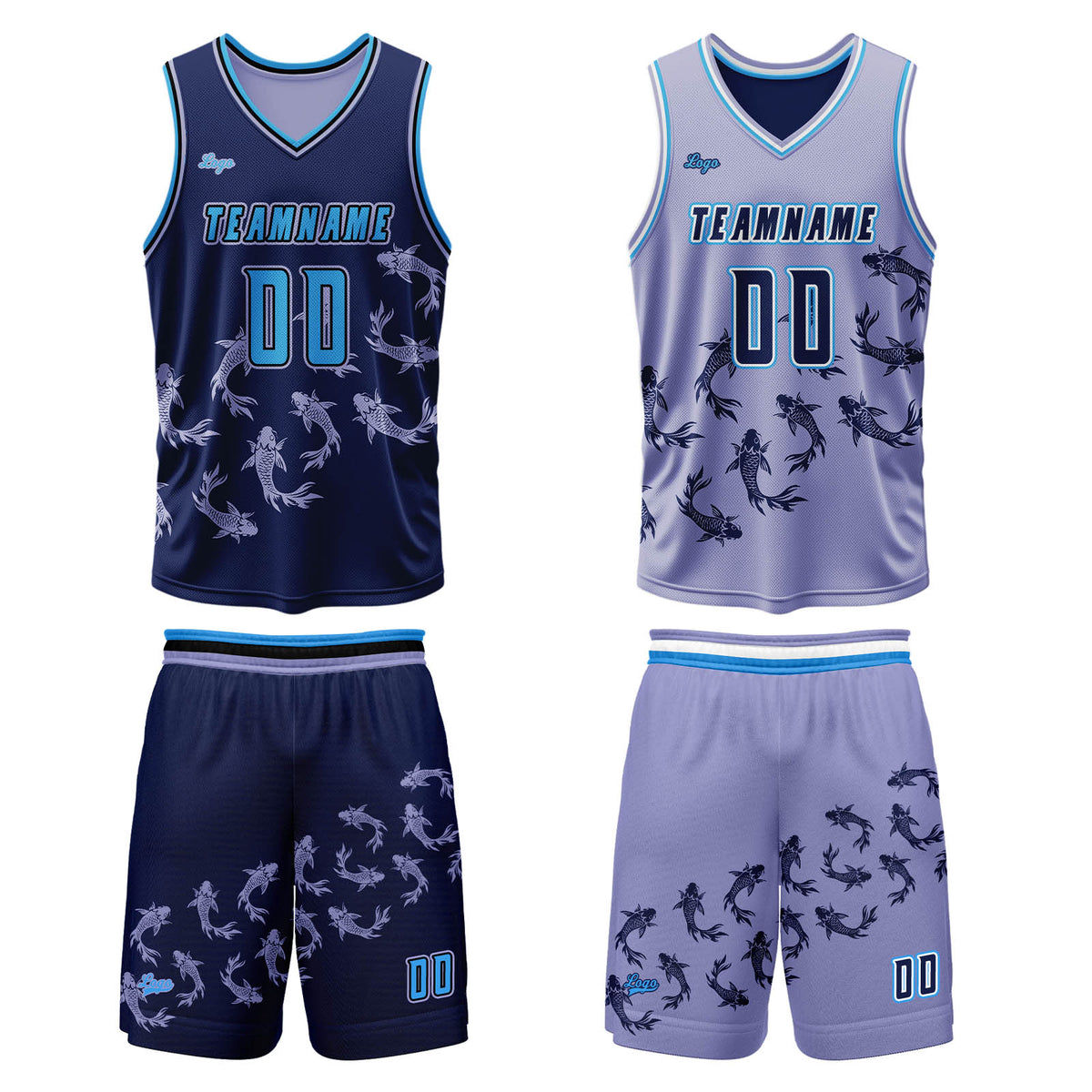 Benutzerdefinierte Blau Lila Reversible Basketball Jersey Personalisierte Print Name Nummer Logo