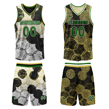 Benutzerdefinierte Schwarz Gelb Reversible Basketball Jersey Personalisierte Print Name Nummer Logo