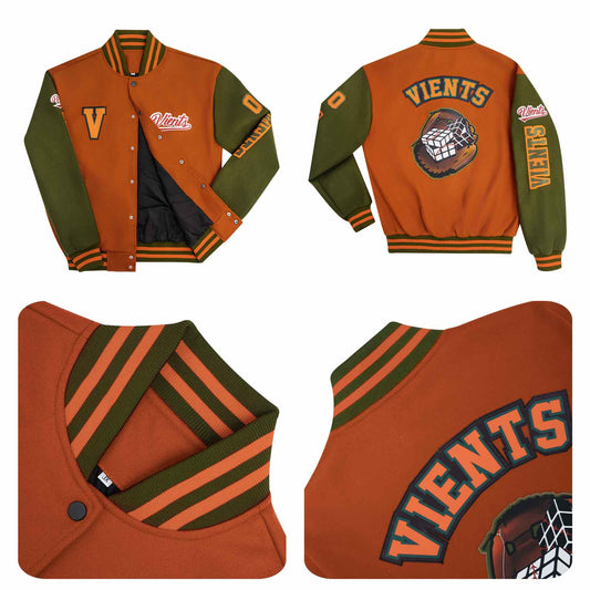 Maßgeschneiderte Weiß Grau Letterman Varsity Jacket Individuelle Stickerei Druck nach Ihrem Wunsch