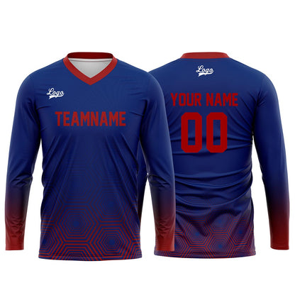 Kundenspezifisches Rot Dunkelblau Basketball Fußball Schießen langes T-Shirt für Erwachsene und Kinder