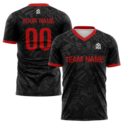 Benutzerdefinierte Schwarz Fußballuniform Jersey Kinder Erwachsene Personalisiertes Set Jersey Shirt