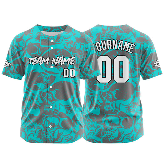 Benutzerdefinierte Baseball Jersey Personalisierte Baseball Shirt genäht und Druck Hellblau&Grau