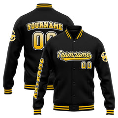 Benutzerdefinierte Varsity-Jacke. Letterman-Jacke für Männer, Frauen und Jugendliche Gelb Schwarz