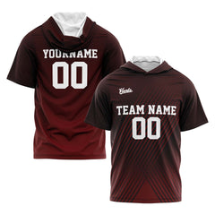 Benutzerdefinierte Dunkelrot Kurzarm-Kapuzenpullover für Männer Frauen Hemden mit Kapuzen gedruckt Name Logo