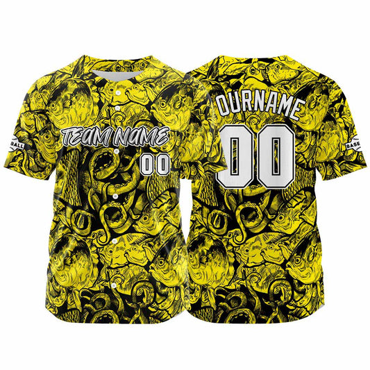 Benutzerdefinierte Baseball Jersey Personalisierte Baseball Shirt genäht und Druck Gelb