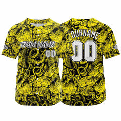 Benutzerdefinierte Baseball Jersey Personalisierte Baseball Shirt genäht und Druck Gelb