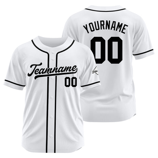 Benutzerdefinierte Authentisch Baseball-Trikot Weiß schwarz