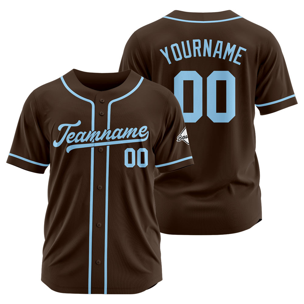 Benutzerdefinierte Authentisch Baseball-Trikot Braun-Hellblau