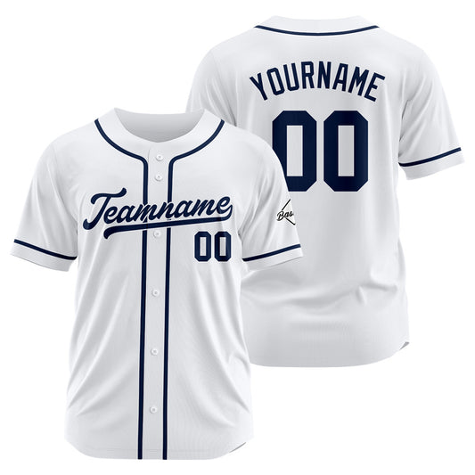 Benutzerdefinierte Authentisch Baseball-Trikot Weiß-Marine