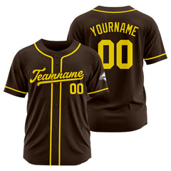 Benutzerdefinierte Authentisch Baseball-Trikot Braun-Gelb