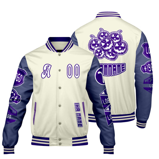 Maßgeschneiderte Rosa Lila Letterman Varsity Jacket Individuelle Stickerei  Druck nach Ihrem Wunsch