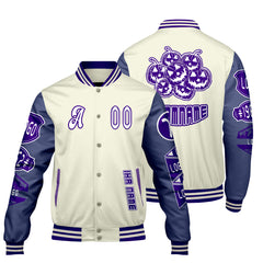 Maßgeschneiderte Rosa Lila Letterman Varsity Jacket Individuelle Stickerei  Druck nach Ihrem Wunsch