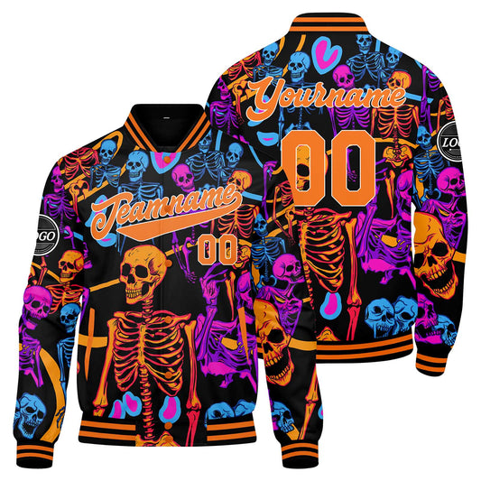 Benutzerdefinierte Orange Varsity-Jacke. Letterman-Jacke für Männer, Frauen und Jugendliche