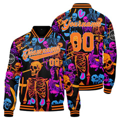 Benutzerdefinierte Orange Varsity-Jacke. Letterman-Jacke für Männer, Frauen und Jugendliche