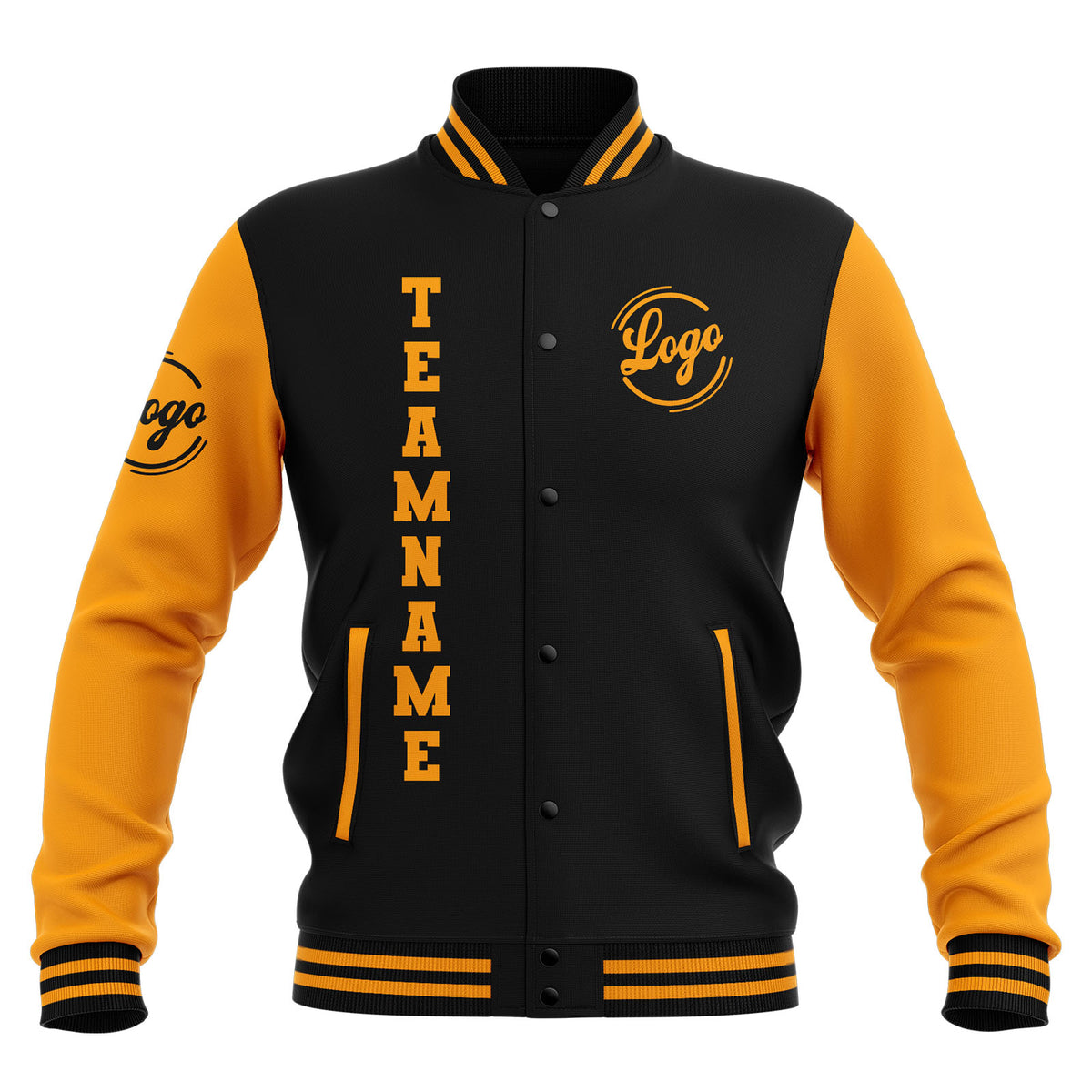 Benutzerdefiniert Schwarz Gelb Wasserdichte Varsity Jacken Personalisiert genäht Name Nummer Logo zu Letterman Jacken