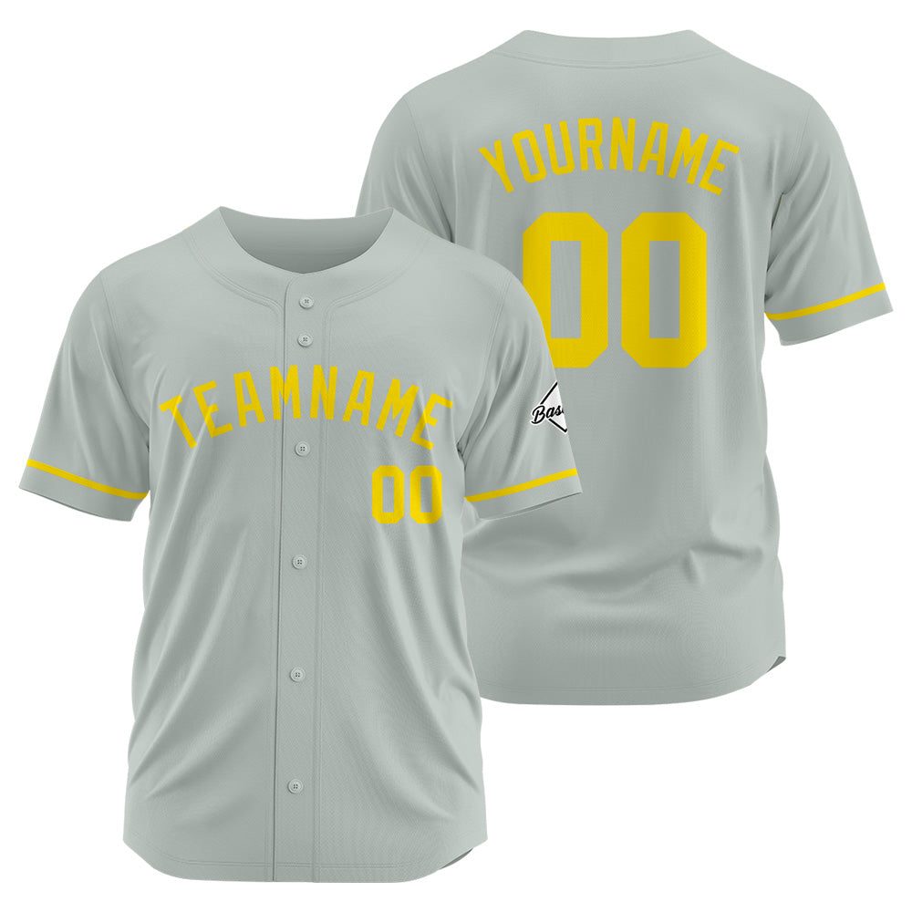 Benutzerdefinierte Authentisch Baseball-Trikot Grau-Gelb