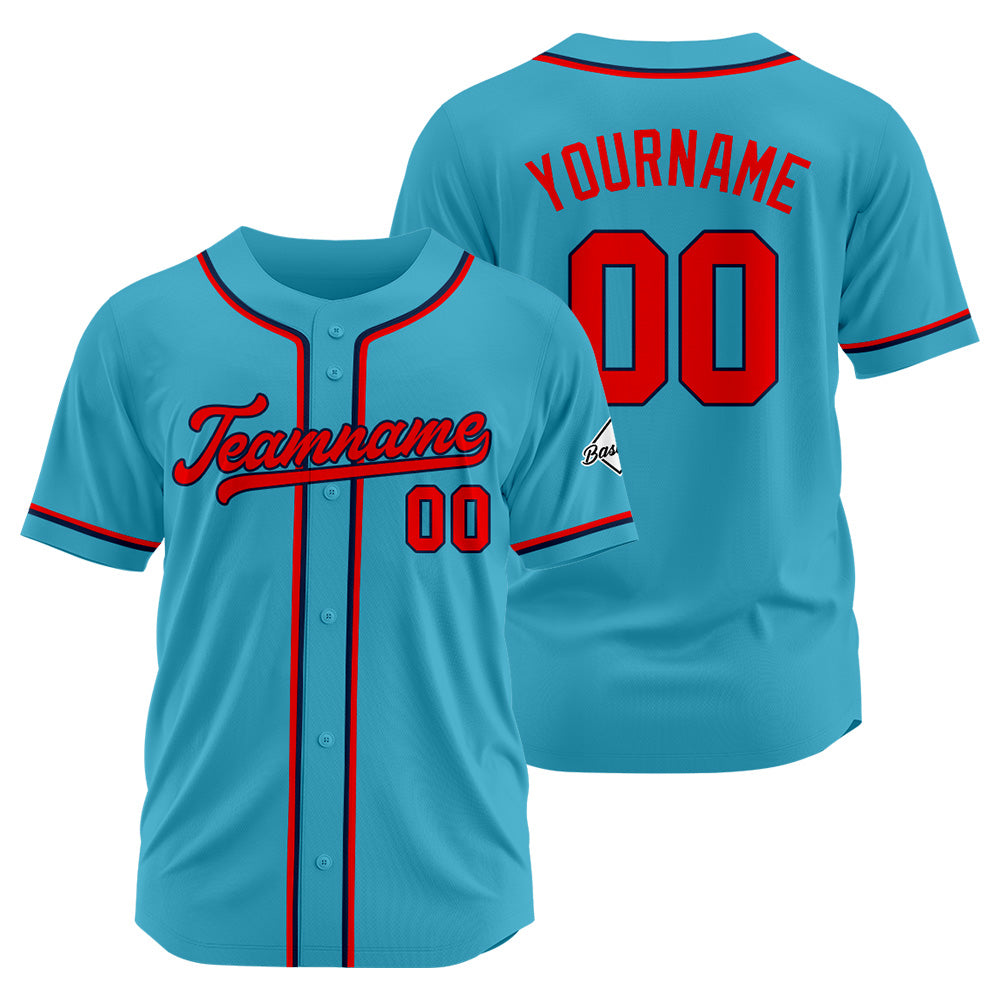 Benutzerdefinierte Authentisch Baseball-Trikot Hellblau Netz