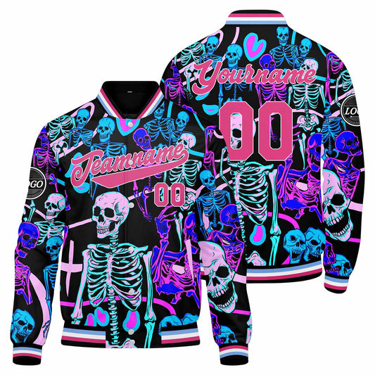 Benutzerdefinierte Rosa Varsity-Jacke. Letterman-Jacke für Männer, Frauen und Jugendliche