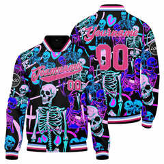 Benutzerdefinierte Rosa Varsity-Jacke. Letterman-Jacke für Männer, Frauen und Jugendliche