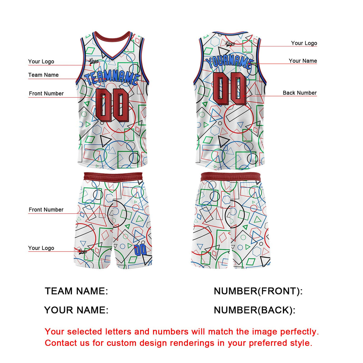 Benutzerdefinierter Weiß Rot Basketball Jersey Uniform Anzug gedruckt Ihr Logo Name Nummer