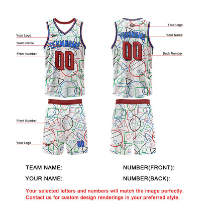 Benutzerdefinierter Weiß Rot Basketball Jersey Uniform Anzug gedruckt Ihr Logo Name Nummer