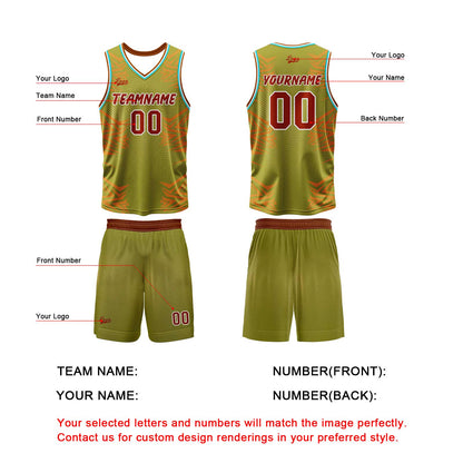 Benutzerdefinierter Armee Grün Basketball Jersey Uniform Anzug gedruckt Ihr Logo Name Nummer