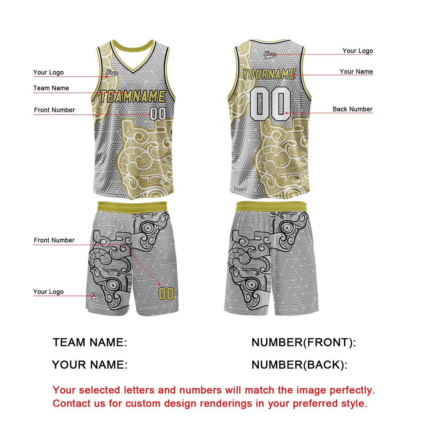 Benutzerdefinierter Grau Gelb Basketball Jersey Uniform Anzug gedruckt Ihr Logo Name Nummer