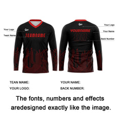 Kundenspezifisches Schwarz Rot Basketball Fußball Schießen langes T-Shirt für Erwachsene und Kinder