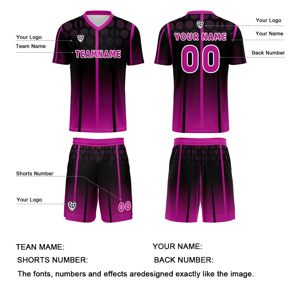 Benutzerdefinierte Schwarze Rose Lila Trikots für Männer Frauen Personalisierte Fußball Uniformen für Erwachsene und Kind