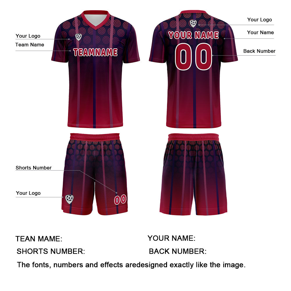 Benutzerdefinierte Rot Lila Trikots für Männer Frauen Personalisierte Fußball Uniformen für Erwachsene und Kind