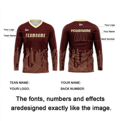 Kundenspezifisches Dunkelrot Lichtgelb Basketball Fußball Schießen langes T-Shirt für Erwachsene und Kinder