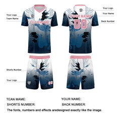 Benutzerdefinierte Blau Rosa Trikots für Männer Frauen Personalisierte Fußball Uniformen für Erwachsene und Kind