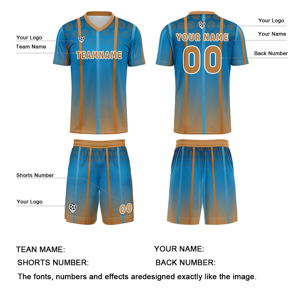 Benutzerdefinierte Blau Braun Trikots für Männer Frauen Personalisierte Fußball Uniformen für Erwachsene und Kind