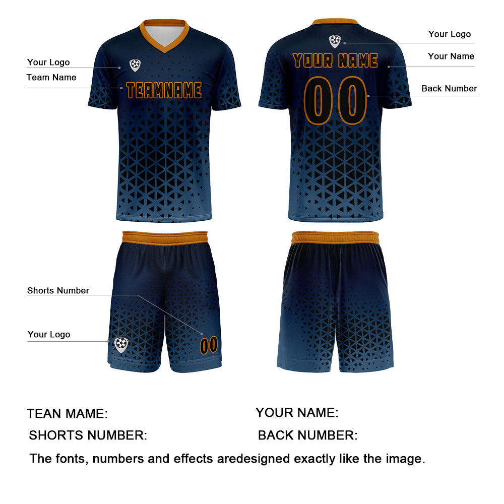 Benutzerdefinierte Blau Orange Trikots für Männer Frauen Personalisierte Fußball Uniformen für Erwachsene und Kind