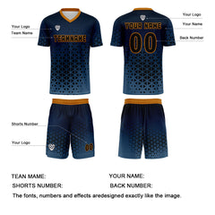 Benutzerdefinierte Blau Orange Trikots für Männer Frauen Personalisierte Fußball Uniformen für Erwachsene und Kind