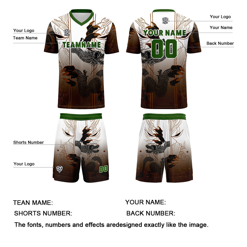 Benutzerdefinierte Braun Grün Trikots für Männer Frauen Personalisierte Fußball Uniformen für Erwachsene und Kind
