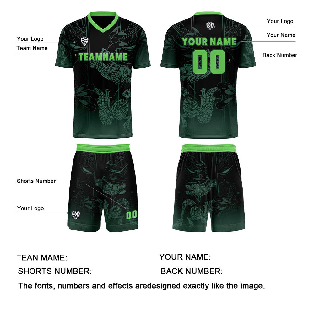 Benutzerdefinierte Grün Lichtblau Trikots für Männer Frauen Personalisierte Fußball Uniformen für Erwachsene und Kind