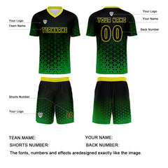Benutzerdefinierte Grün Gelb Trikots für Männer Frauen Personalisierte Fußball Uniformen für Erwachsene und Kind