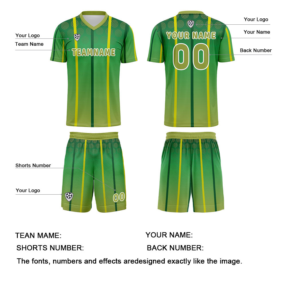 Benutzerdefinierte Gelb Grün Trikots für Männer Frauen Personalisierte Fußball Uniformen für Erwachsene und Kind