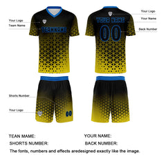 Benutzerdefinierte Gelb Blau Trikots für Männer Frauen Personalisierte Fußball Uniformen für Erwachsene und Kind
