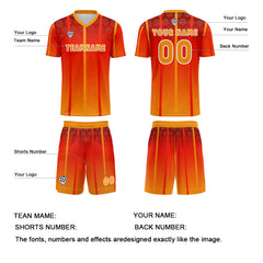 Benutzerdefinierte Orange Gelb Trikots für Männer Frauen Personalisierte Fußball Uniformen für Erwachsene und Kind