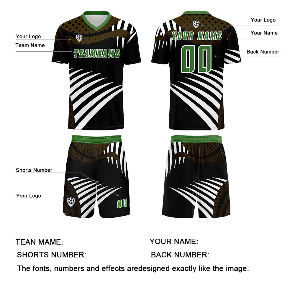Benutzerdefinierte Braun Grün Trikots für Männer Frauen Personalisierte Fußball Uniformen für Erwachsene und Kind
