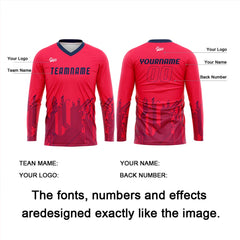 Kundenspezifisches Rose Rot Dunkelblau Basketball Fußball Schießen langes T-Shirt für Erwachsene und Kinder