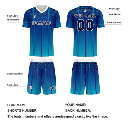 Benutzerdefinierte Blau Trikots für Männer Frauen Personalisierte Fußball Uniformen für Erwachsene und Kind